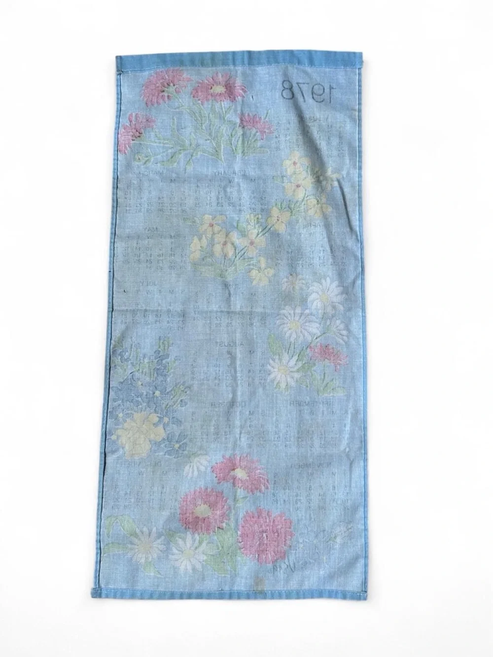Vintage Vera Neumann 1978 Floral Calendar Linen Tea Towel Signed Cottagecore